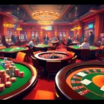 Cakhiatv captures the thrilling action of players betting at a lively casino table with bright poker chips.